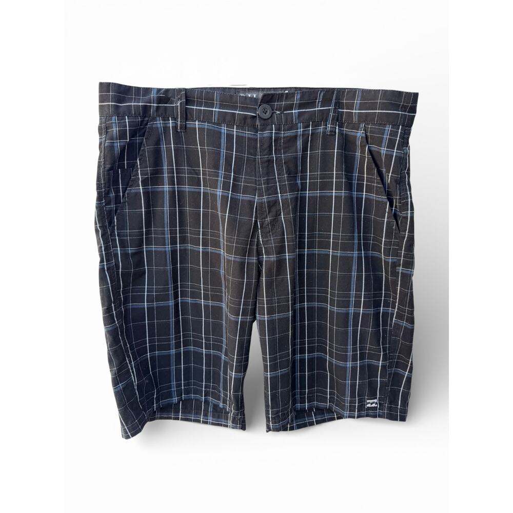 Billabong Plaid Shorts Mens 36 Black Gray Casual Surf Skate Shorts